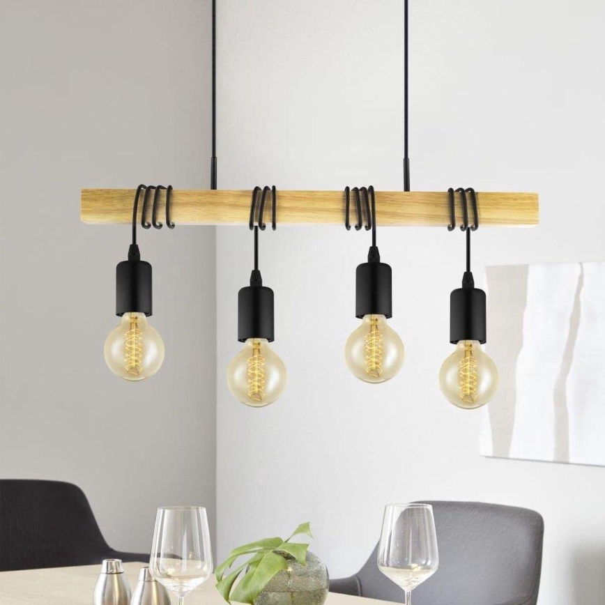 Eglo 33378 - LED Żyrandol na lince TOWNSHEND 4xE27/4W/230V 2200K beżowy/czarny