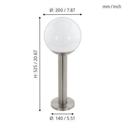 Eglo 33565 - LED Zewnętrzna lampa ściemnialna NISIA-C 1xE27/9W/230V 525 mm IP44