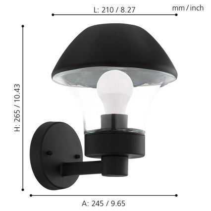 Eglo 33567 - Ściemnialna zewnętrzna oprawa ścienna LED VERLUCCA-C 1xE27/9W/230V IP44