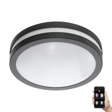 Eglo 33571 - ściemnialna lampa sufitowa do łazienki LED LOCANA-C LED/14W/230V IP44 antracyt