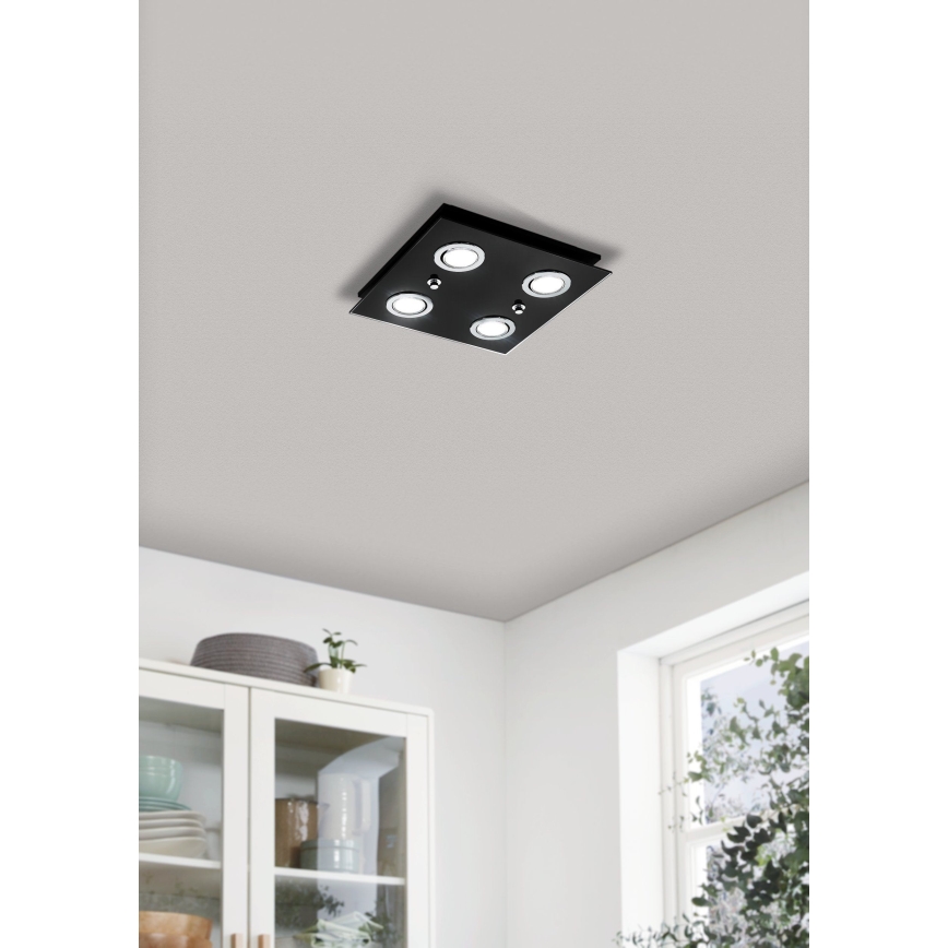 Eglo - LED Plafon 4xGU10/2,8W/230V 3000K czarny