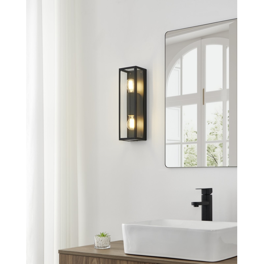 Eglo 33856 - Kinkiet zewnętrzny ALAMONTE 2xE27/60W/230V IP44 czarny