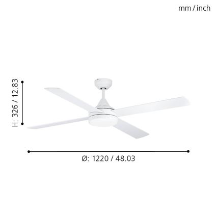 Eglo - Wentylator sufitowy LED LED/20W/230V 3000/4000/5000K + pilot zdalnego sterowania białe