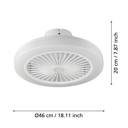 Eglo - LED Ściemnialny wentylator sufitowy LED/25,5W/230V białe 2700-6500K + Pilot zdalnego sterowania