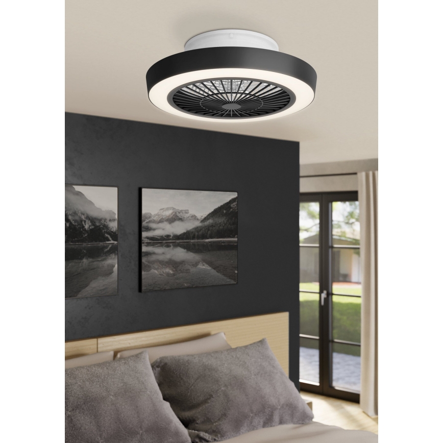 Eglo - LED Ściemnialny wentylator sufitowy LED/37,8W/230V czarne + Pilot zdalnego sterowania