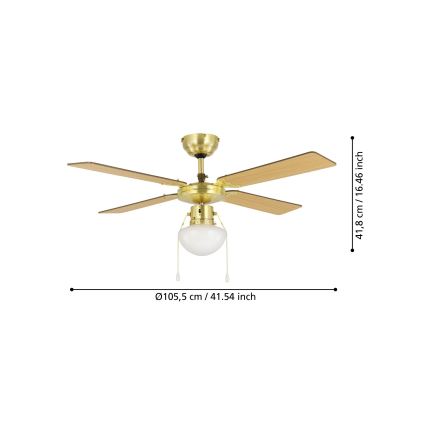 Eglo - Wentylator sufitowy 1xE27/60W/230V złoty