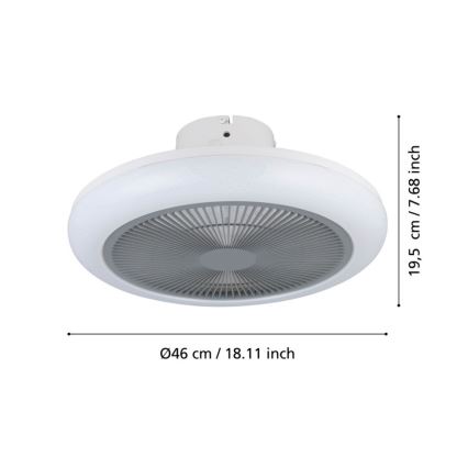 Eglo - LED Ściemnialny wentylator sufitowy LED/25,5W/230V szary + pilot