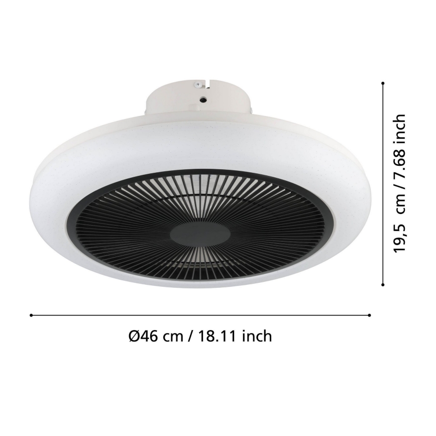 Eglo - LED Ściemnialny wentylator sufitowy LED/25,5W/230V czarny + pilot