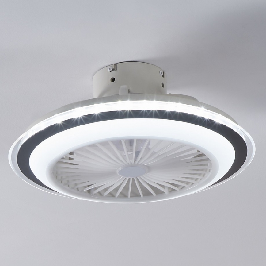 Eglo 35141-LED Ściemnialny wentylator sufitowy ALBUFEIRA 25,5W/230V biały/szary +pilot