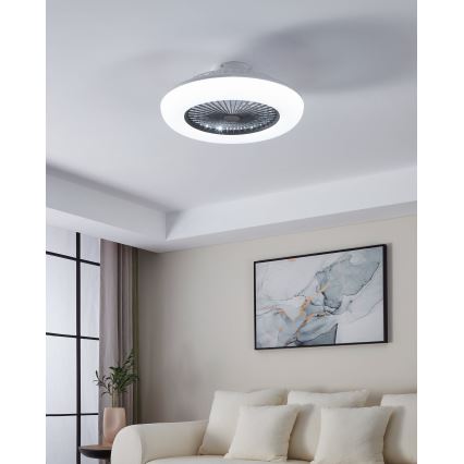 Eglo - ściemnialny wentylator sufitowy LED 3xLED/12,6W/230V 2700-6500K, śr. 55 cm, szary + zdalne sterowanie