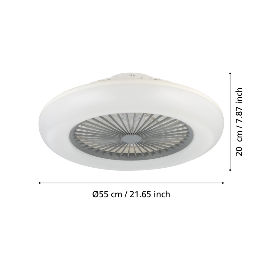 Eglo - ściemnialny wentylator sufitowy LED 3xLED/12,6W/230V 2700-6500K, śr. 55 cm, szary + zdalne sterowanie