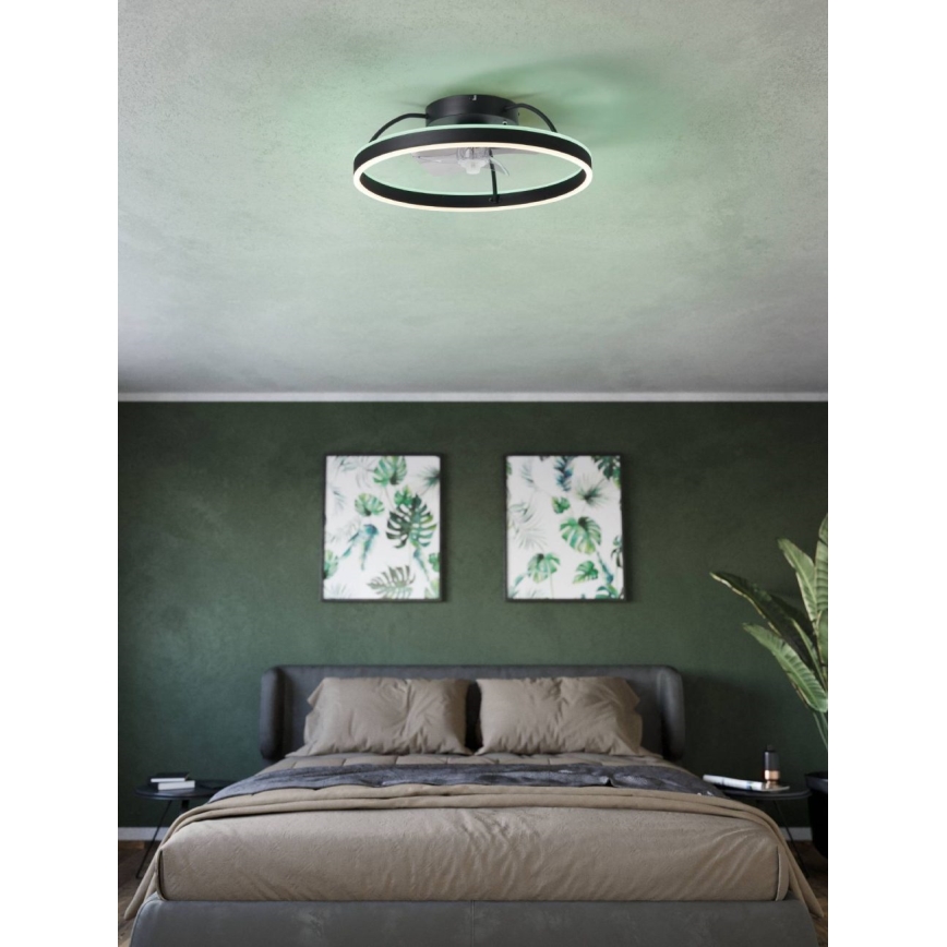 Eglo - LED RGBW ściemnialny wentylator sufitowy LED/36W/230V 3000-6500K czarny + pilot zdalnego sterowania