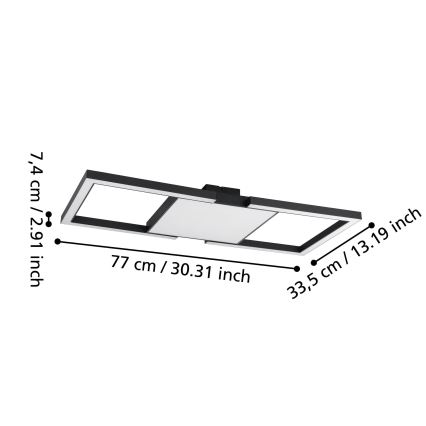 Eglo - LED Plafon ściemnialny LED/26,2W/230V 2700-6500K czarny + zdalne sterowanie