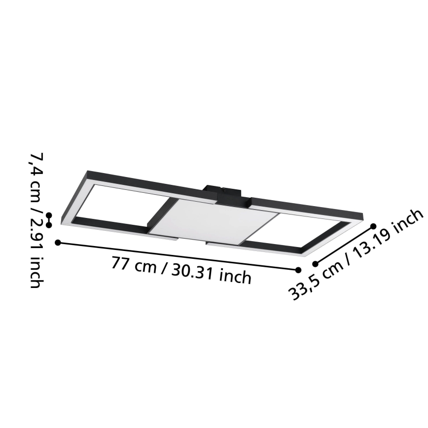 Eglo - LED Plafon ściemnialny LED/26,2W/230V 2700-6500K czarny + zdalne sterowanie
