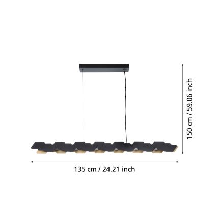 Eglo - LED Żyrandol ściemnialny na lince LED/44W/230V 3000K czarny/złoty