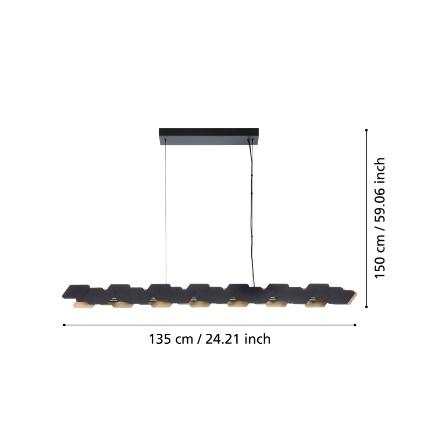 Eglo - LED Żyrandol ściemnialny na lince LED/44W/230V 3000K czarny/złoty