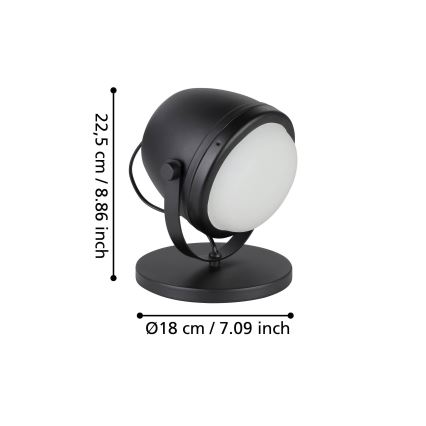 Eglo - Lampa stołowa 1xE27/28W/230V czarny
