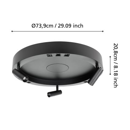 Eglo - LED Plafon ściemnialny 3xLED/8W/230V + 3xLED/8,5W 3000K czarny + zdalne sterowanie