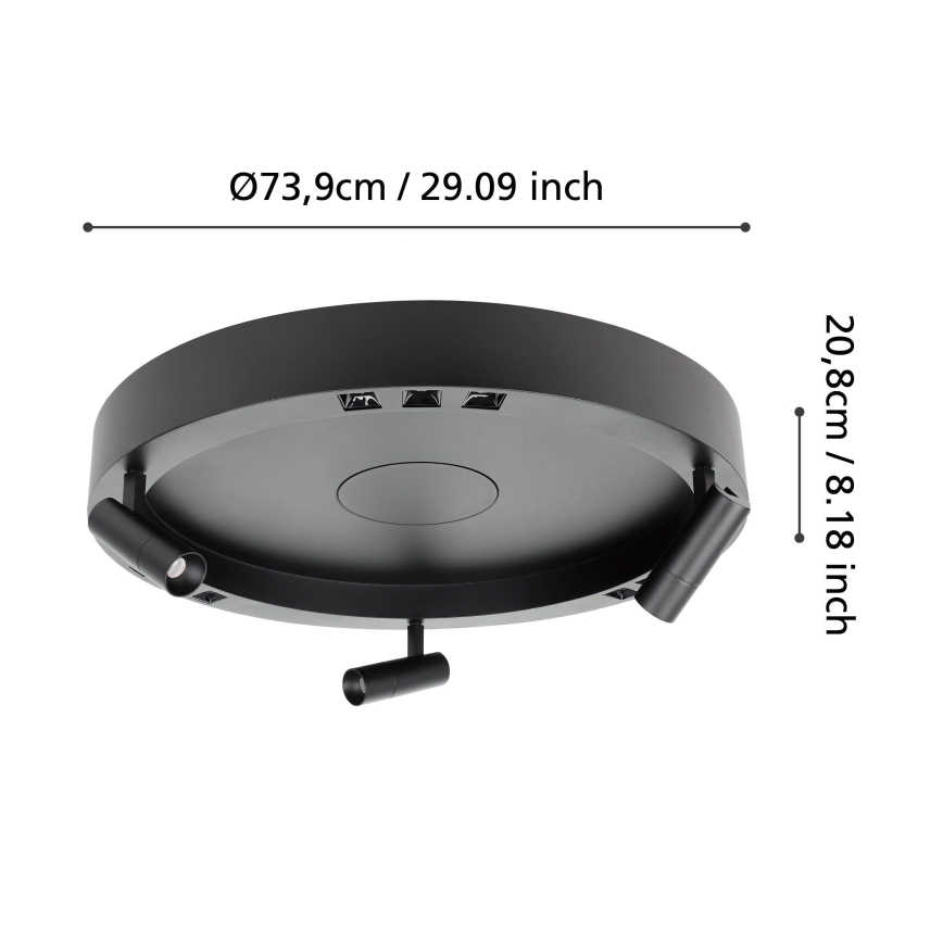 Eglo - LED Plafon ściemnialny 3xLED/8W/230V + 3xLED/8,5W 3000K czarny + zdalne sterowanie