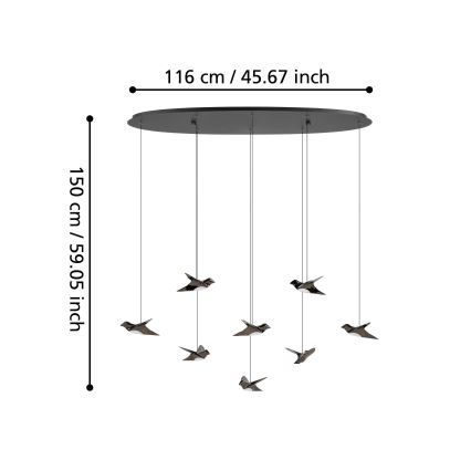 Eglo - LED Żyrandol ściemnialny na lince 8xLED/4,2W/230V 3000K czarny