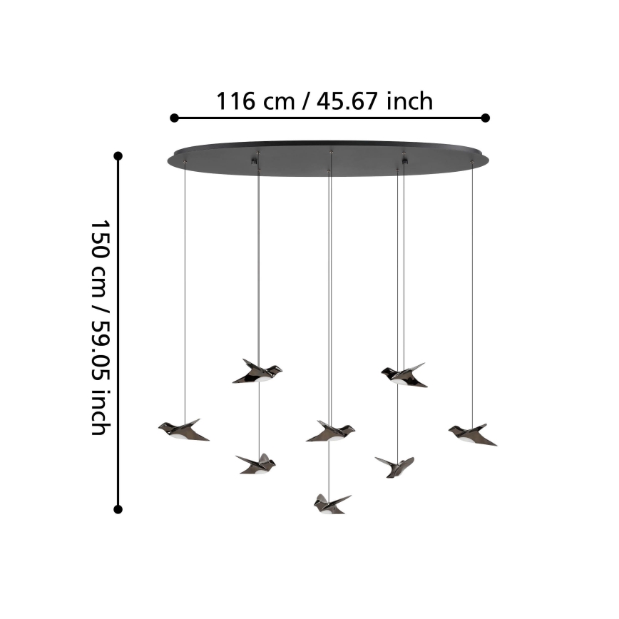 Eglo - LED Żyrandol ściemnialny na lince 8xLED/4,2W/230V 3000K czarny