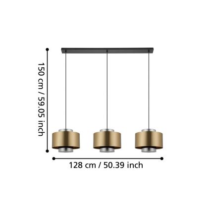 Eglo - Żyrandol na lince 3xE27/40W/230V złoty