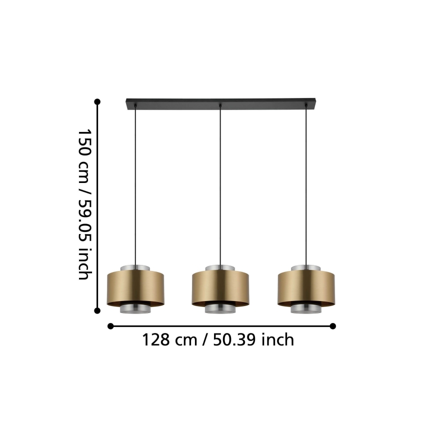 Eglo - Żyrandol na lince 3xE27/40W/230V złoty