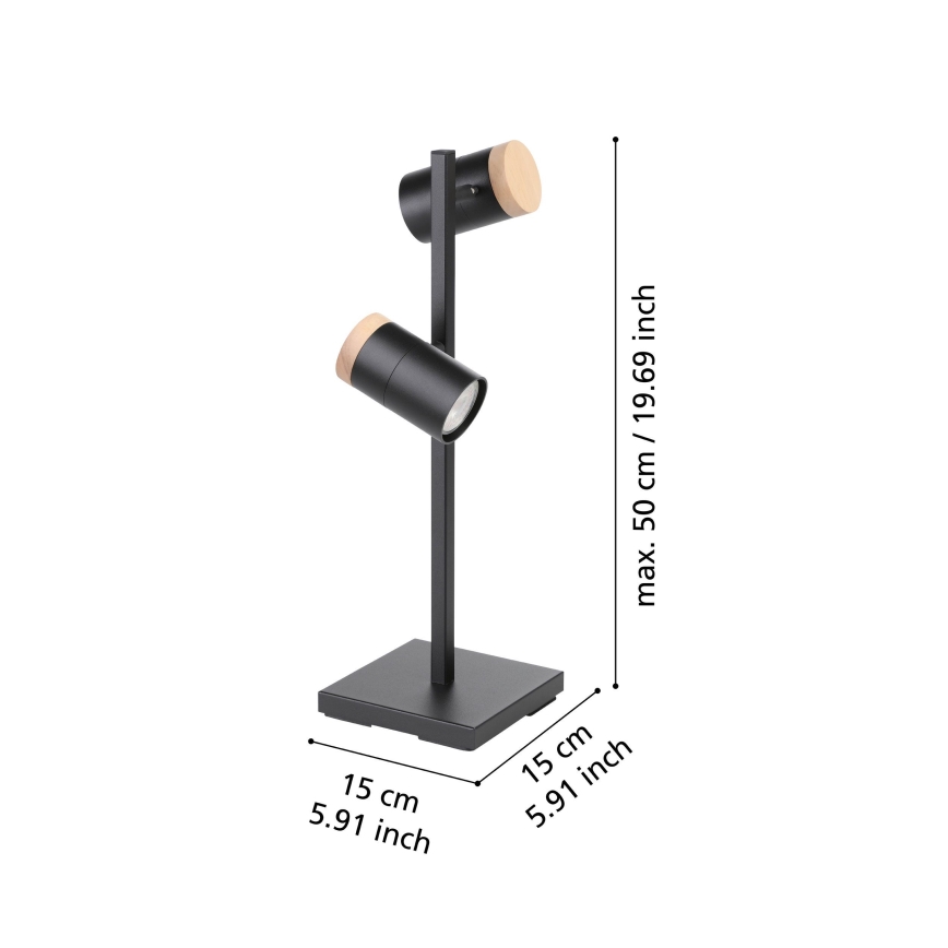 Eglo - LED Lampa stołowa 2xGU10/4,5W/230V 3000K czarna/brązowa