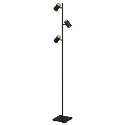 Eglo - LED Lampa podłogowa 3xGU10/4,5W/230V 3000K czarna/brązowa
