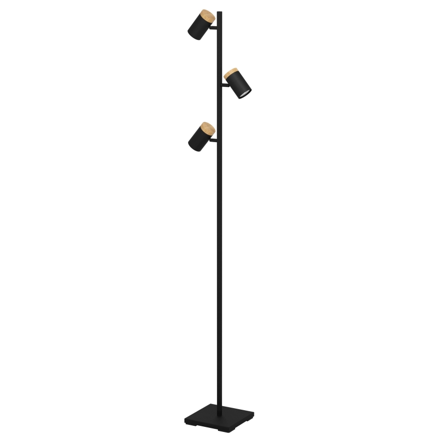 Eglo - LED Lampa podłogowa 3xGU10/4,5W/230V 3000K czarna/brązowa
