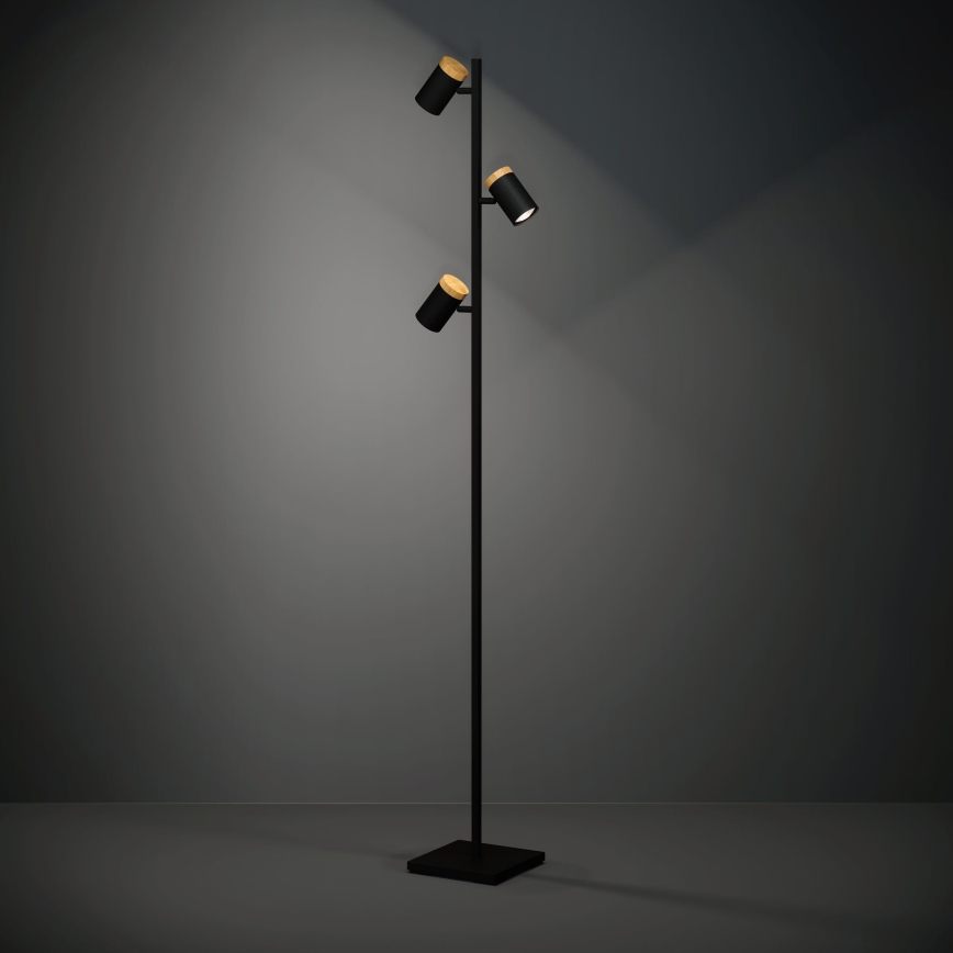 Eglo - LED Lampa podłogowa 3xGU10/4,5W/230V 3000K czarna/brązowa