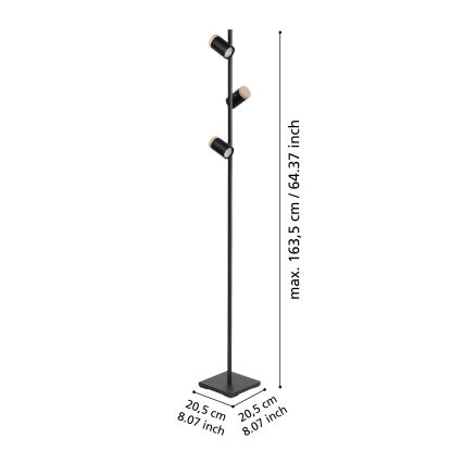 Eglo - LED Lampa podłogowa 3xGU10/4,5W/230V 3000K czarna/brązowa