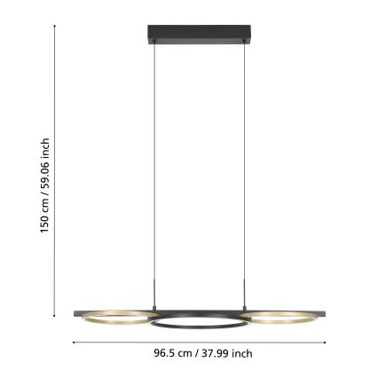 Eglo - LED Żyrandol ściemnialny na lince 2xLED/12,5W/230V + LED/15,5W 3000K czarny
