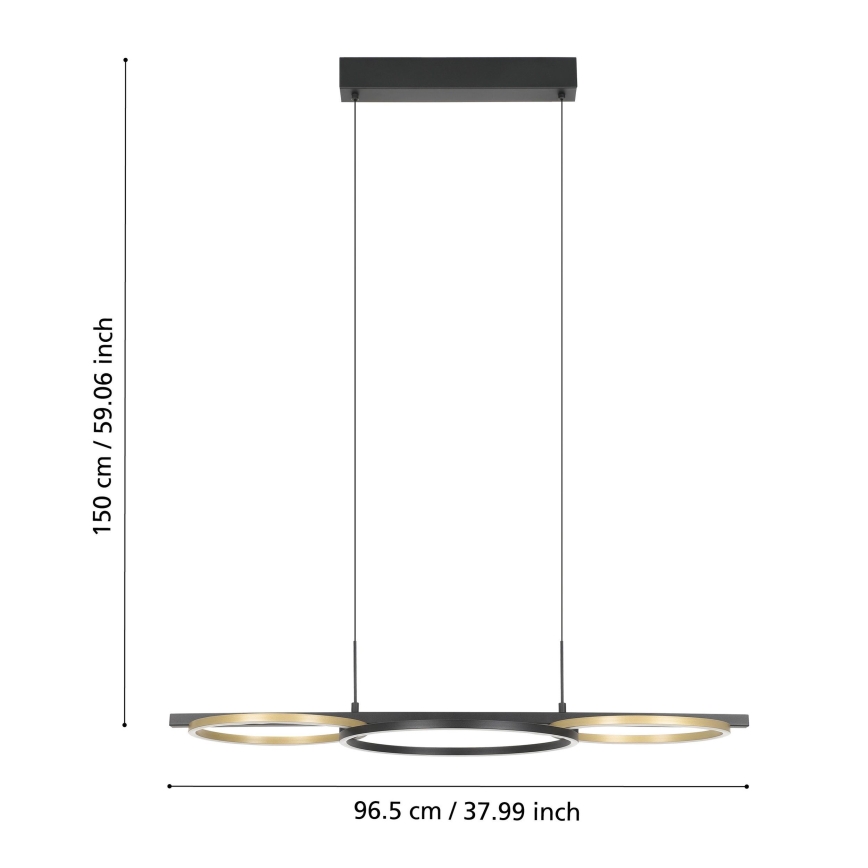 Eglo - LED Żyrandol ściemnialny na lince 2xLED/12,5W/230V + LED/15,5W 3000K czarny