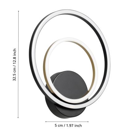 Eglo - LED Kinkiet LED/12W/230V 3000K + 4xLED/2,1W 3000K czarny