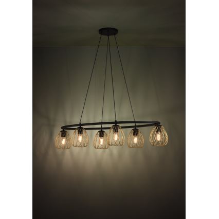 Eglo - Żyrandol na lince 6xE27/40W/230V czarny/złoty