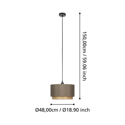 Eglo - Żyrandol na lince 1xE27/40W/230V brązowy