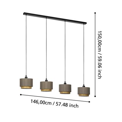 Eglo - Żyrandol na lince 4xE27/40W/230V brązowy