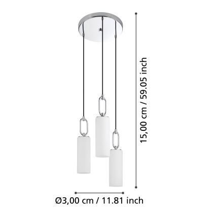 Eglo - Żyrandol na lince 3xE27/40W/230V chrom błyszczący