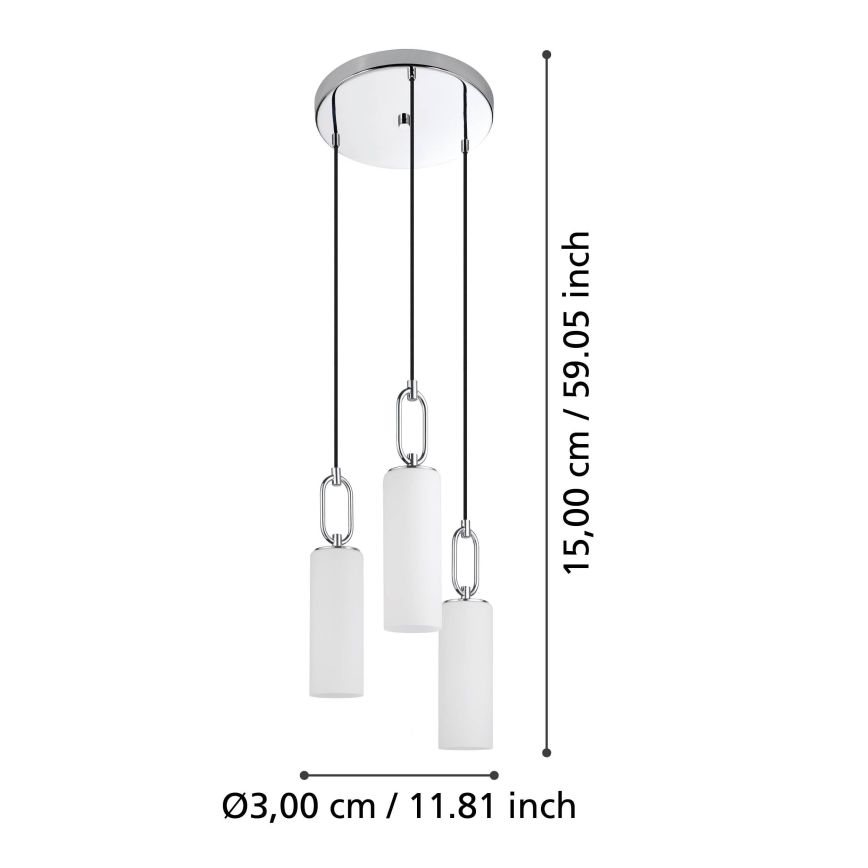 Eglo - Żyrandol na lince 3xE27/40W/230V chrom błyszczący