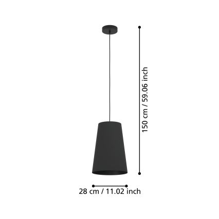 Eglo - Żyrandol na lince 1xE27/40W/230V czarny