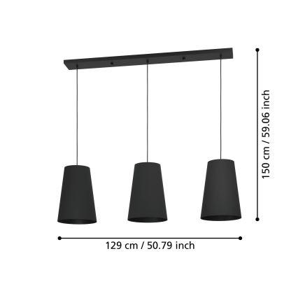 Eglo - Żyrandol na lince 3xE27/40W/230V czarny