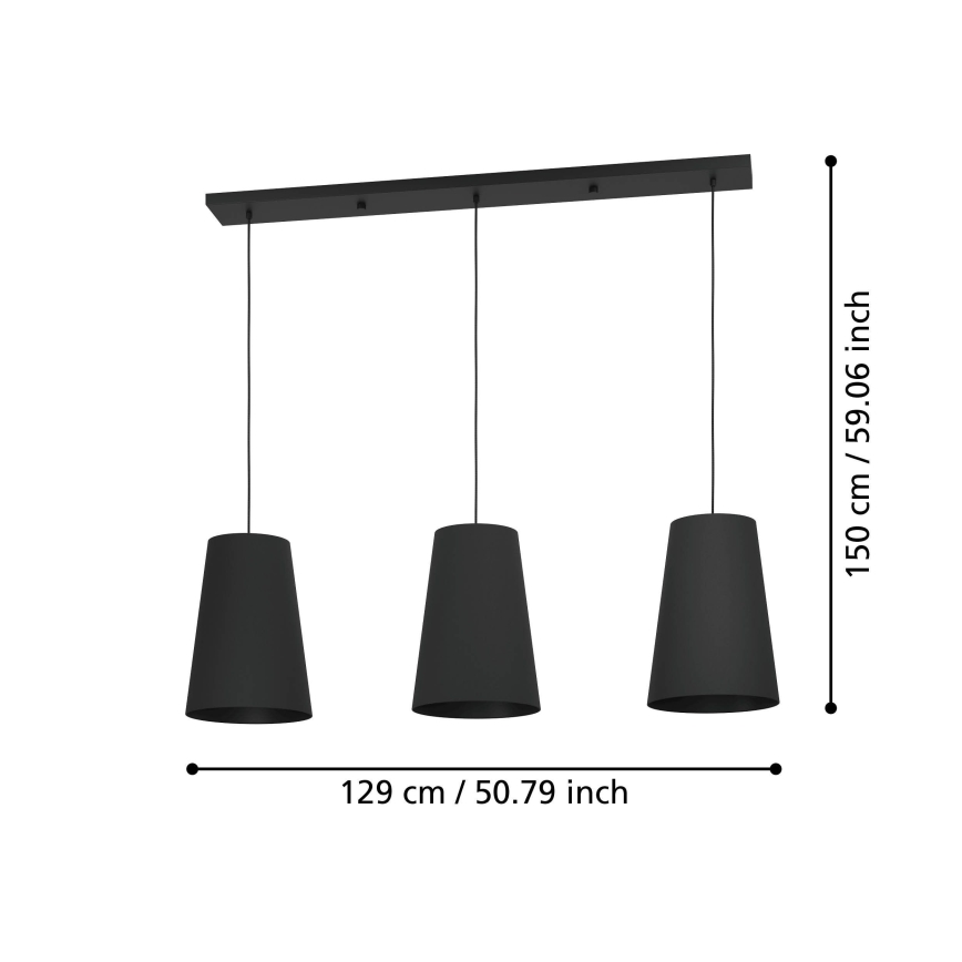 Eglo - Żyrandol na lince 3xE27/40W/230V czarny