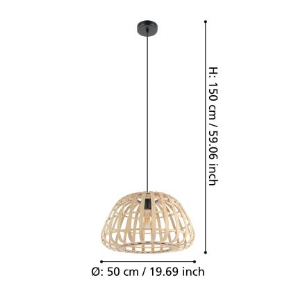 Eglo - Żyrandol na lince 1xE27/40W/230V śr. 50 cm bambus