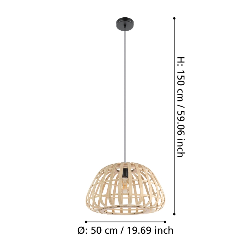 Eglo - Żyrandol na lince 1xE27/40W/230V śr. 50 cm bambus