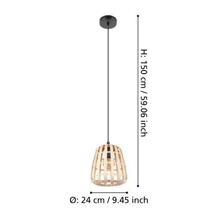 Eglo - Żyrandol na lince 1xE27/40W/230V śr. 24 cm bambus