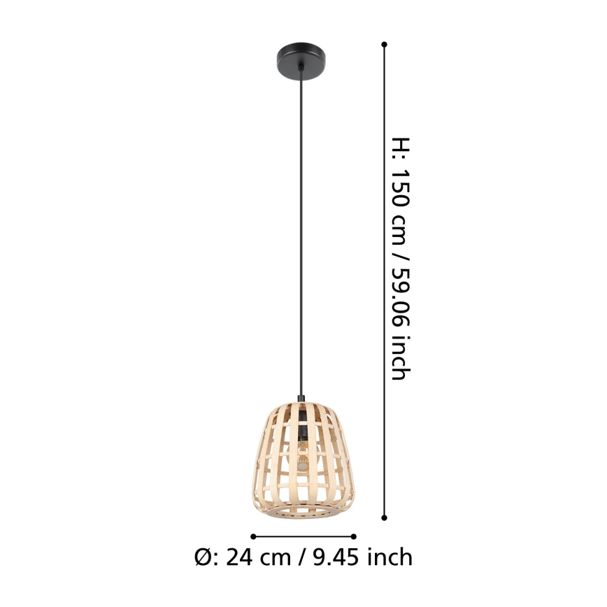 Eglo - Żyrandol na lince 1xE27/40W/230V śr. 24 cm bambus