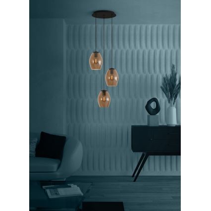 Eglo - Żyrandol na lince 3xE27/40W/230V brązowy
