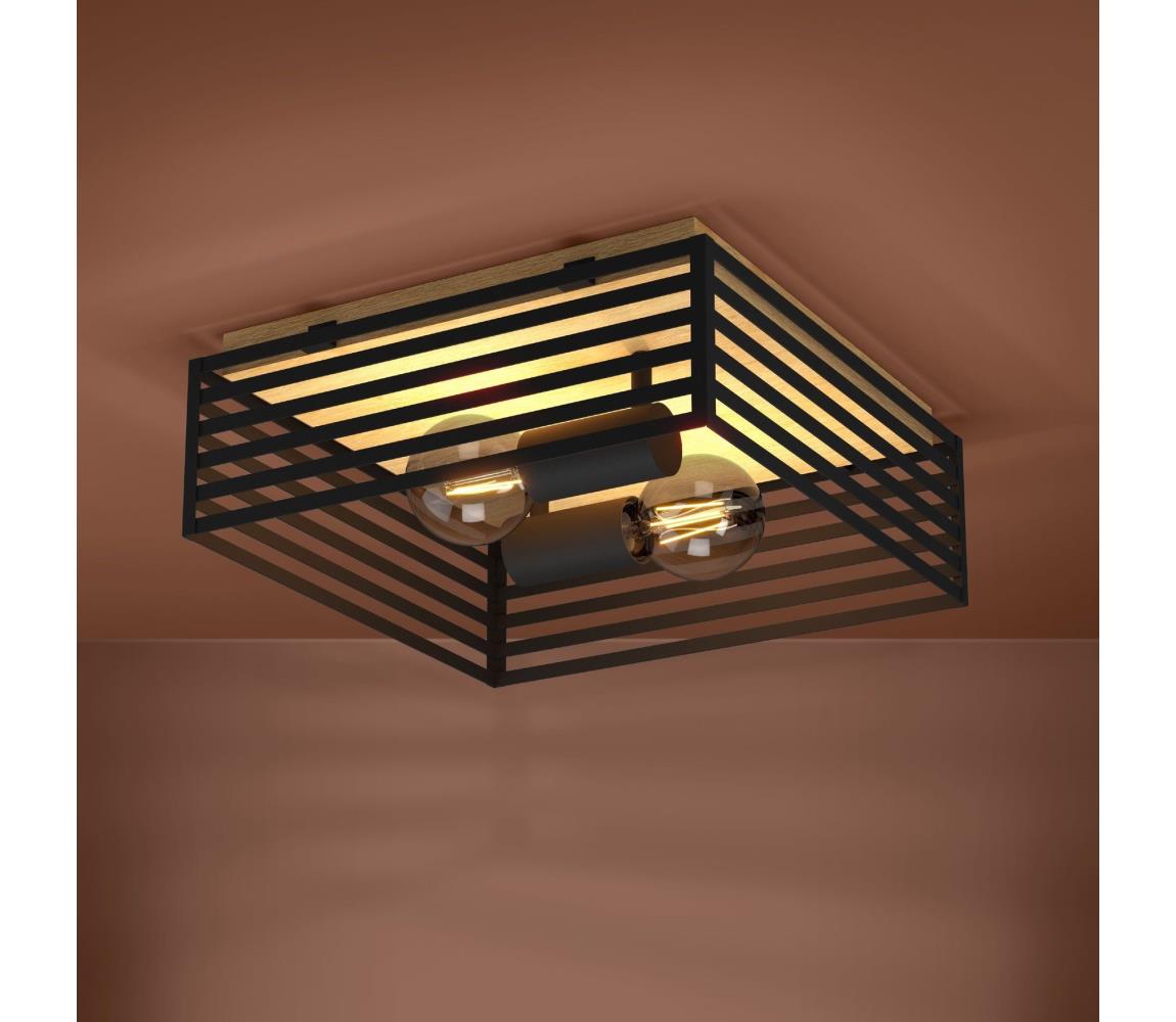 Eglo 390163 - Plafon CIDRAZ 2xE27/40W/230V czarny/brązowy
