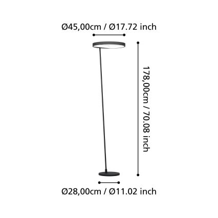 Eglo - LED Lampa podłogowa ściemnialna LED/23W/230V 3000K czarny